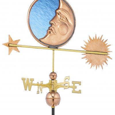 Polished Copper Stained Moon Weather Vane